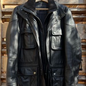 Heavy Black Leather Hugo Boss Jacket
